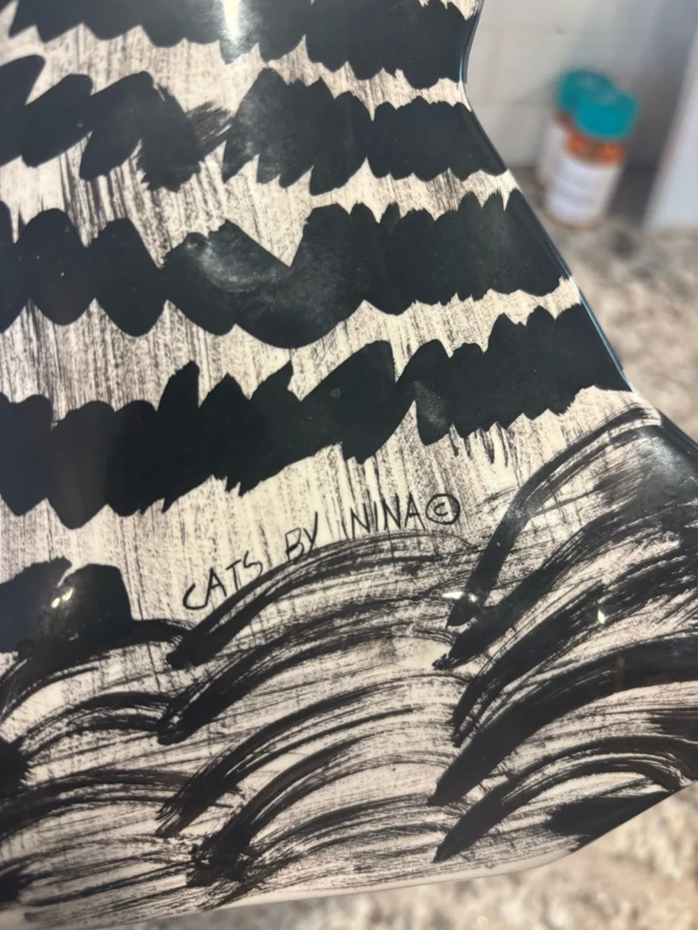 Cats By Nina Large Black & White Cat Decorative Vase